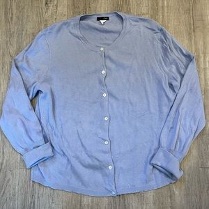 J. Crew Light Blue Periwinkle Button-Up Cardigan XL 100% Cotton